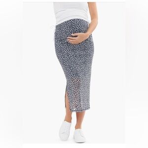 Ripe Maternity Karma Mesh Midi Skirt + Ribbed Ruched Top Set – small
